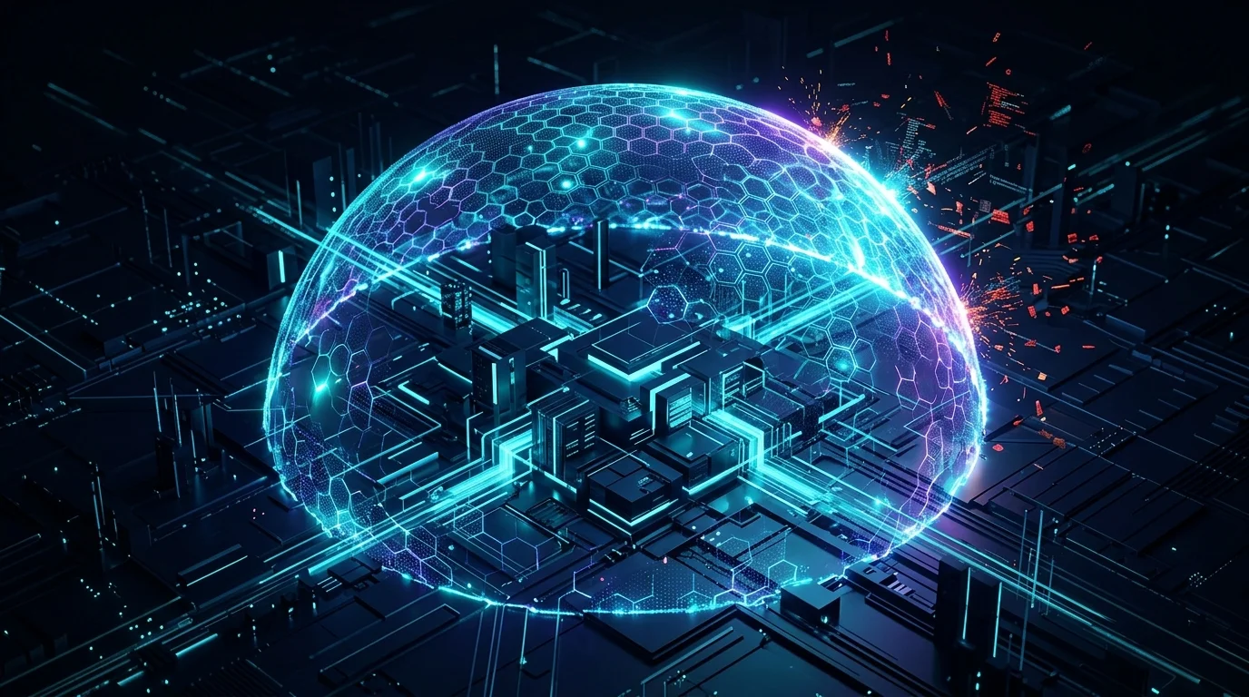 Gemini 4 Argon: Google Anuncia Modelo, mas Ainda Não Libera Acesso 2 Ilustração digital de escudo de cibersegurança e guardrails de inteligência artificial contra prompt injection