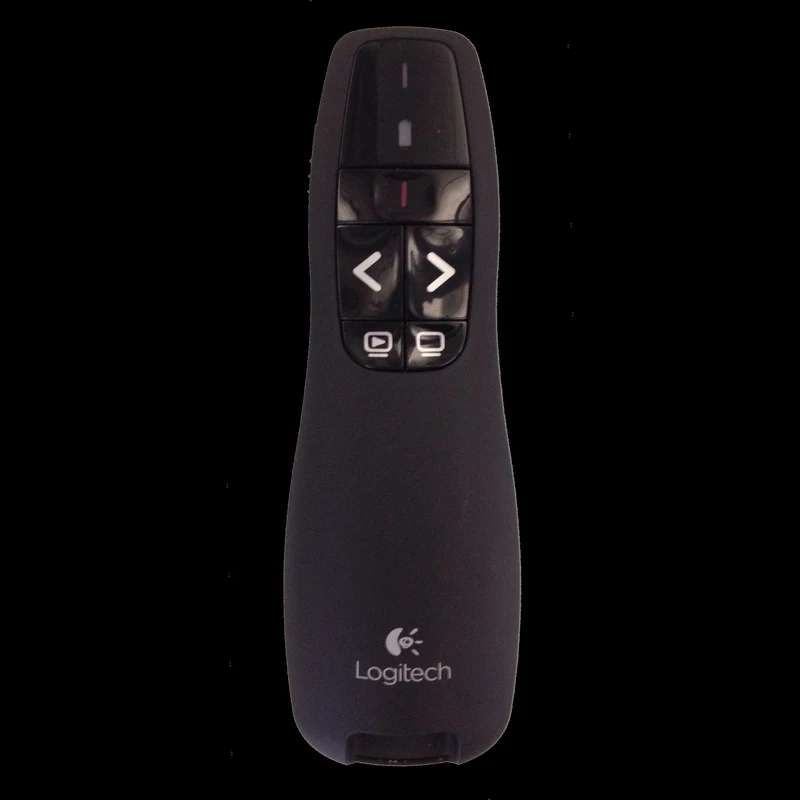 Passador de slides e apresentador sem fio Logitech com botões de navegação e ponteiro laser para apresentações corporativas