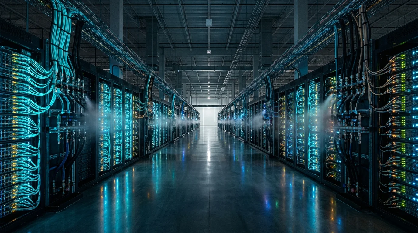 Why Expensive Graphics Cards Are the New Normal in the AI Era 1 Colossal modern AI data center corridor packed with glowing high density accelerator server racks - expensive graphics cards
