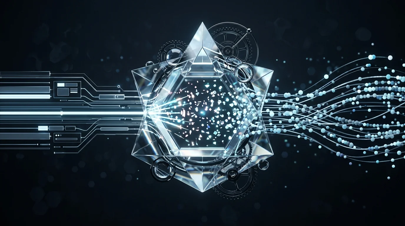 Engenharia Reversa com IA: Como a Inteligência Artificial Está Mudando o Mercado de Software 1 Ilustração conceitual mostrando código legível se transformando em código binário através de um compilador de software